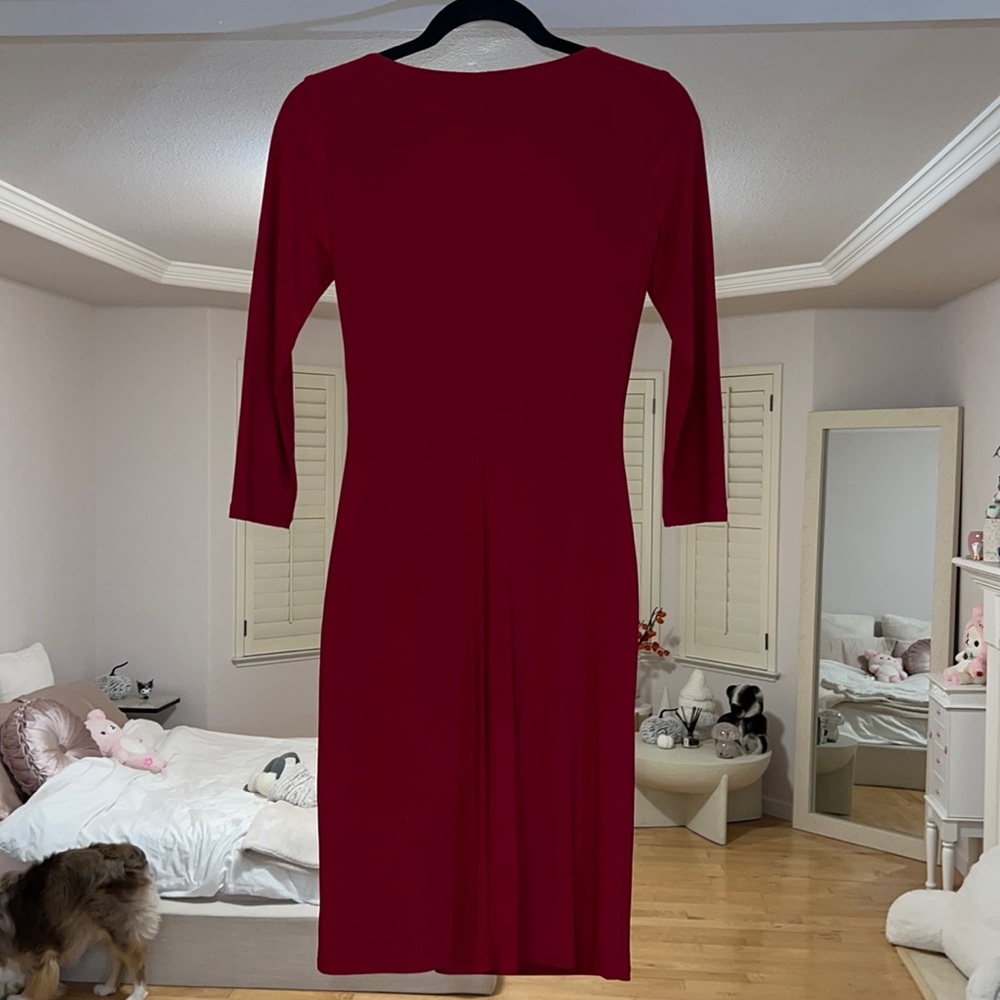 Dark red faux wrap dress Ralph Lauren - Picture 3 of 3
